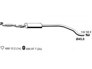 ERNST 012188 vidurinis duslintuvas 
 Išmetimo sistema -> Duslintuvas
58 52 595, 8 52 503, 13220793, 13263398