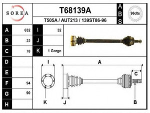 EAI T68139A kardaninis velenas 
 Ratų pavara -> Kardaninis velenas
893407271AB