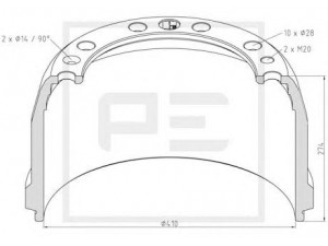 PE Automotive 146.088-00A stabdžių būgnas 
 Stabdžių sistema -> Būgninis stabdys -> Stabdžių būgnas
001599010, 01599010, 015990104