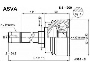 ASVA NS-200 jungčių komplektas, kardaninis velenas 
 Ratų pavara -> Sujungimai/komplektas
39211-0F000, 39211-7F000