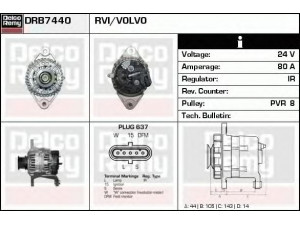 DELCO REMY DRB7440 kintamosios srovės generatorius 
 Elektros įranga -> Kint. sr. generatorius/dalys -> Kintamosios srovės generatorius
5010589555, 20849350, 85000257