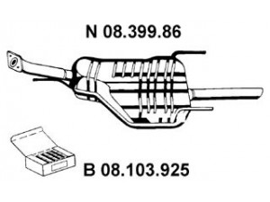 EBERSPÄCHER 08.399.86 galinis duslintuvas 
 Išmetimo sistema -> Duslintuvas
58 52 068, 58 52 098, 58 52 102
