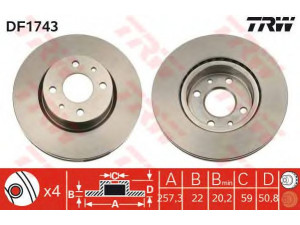 TRW DF1743 stabdžių diskas 
 Stabdžių sistema -> Diskinis stabdys -> Stabdžių diskas
0060805172, 0060807625, 0060812685