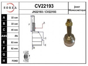 EAI CV22193K jungčių komplektas, kardaninis velenas 
 Ratų pavara -> Sujungimai/komplektas