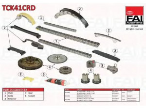 FAI AutoParts TCK41CRD pavaros grandinės komplektas 
 Variklis -> Variklio uždegimo laiko reguliavimo kontrolė -> Sinchronizavimo grandinė/įtempiklis/kreiptuvas -> Pavaros grandinės komplektas