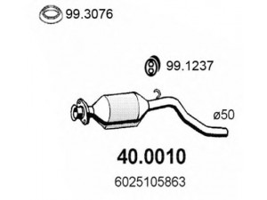 ASSO 40.0010 katalizatoriaus keitiklis 
 Išmetimo sistema -> Katalizatoriaus keitiklis
6025103039, 6025105863, 602513039