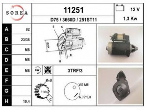 EAI 11251 starteris 
 Elektros įranga -> Starterio sistema -> Starteris
46235260