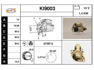 SNRA KI9003 starteris 
 Elektros įranga -> Starterio sistema -> Starteris
F21418400, M1T71881
