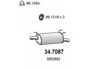ASSO 34.7087 galinis duslintuvas 
 Išmetimo sistema -> Duslintuvas
5852863, 5852956, 90448182, 90531944