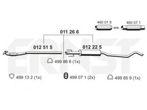 ERNST 011266 vidurinis duslintuvas 
 Išmetimo sistema -> Duslintuvas
58 52 231, 58 52 484, 13139864