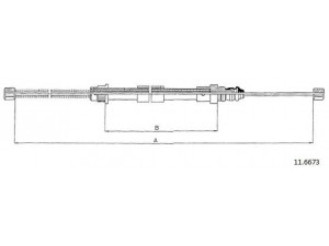 CABOR 11.6673 trosas, stovėjimo stabdys 
 Stabdžių sistema -> Valdymo svirtys/trosai
6006000595