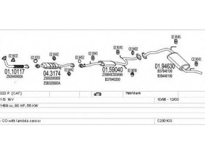 MTS C200103000163 išmetimo sistema 
 Išmetimo sistema -> Išmetimo sistema, visa