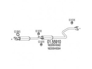 MTS 01.55910 vidurinis duslintuvas 
 Išmetimo sistema -> Duslintuvas
18220SH3G02, 18220SH3G03, 18220SH3G04