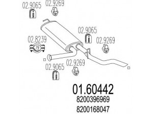 MTS 01.60442 galinis duslintuvas 
 Išmetimo sistema -> Duslintuvas
8200168047, 8200396969