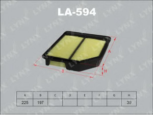 LYNXauto LA-594 oro filtras 
 Filtrai -> Oro filtras
17220-RNA-A00, AY120-HN037, V9112-H047