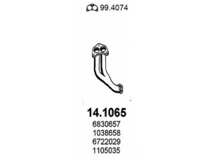 ASSO 14.1065 išleidimo kolektorius 
 Išmetimo sistema -> Išmetimo vamzdžiai
1038658, 6598468, 6722029, 6830657