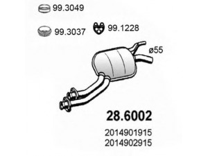 ASSO 28.6002 vidurinis duslintuvas 
 Išmetimo sistema -> Duslintuvas
2014900801, 2014901915, 2014902915
