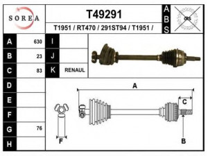 EAI T49291 kardaninis velenas 
 Ratų pavara -> Kardaninis velenas
8200482429