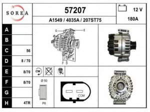 EAI 57207 kintamosios srovės generatorius
A0131543502, A0141540402, A2721540802