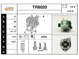 SNRA TR8020 kintamosios srovės generatorius 
 Elektros įranga -> Kint. sr. generatorius/dalys -> Kintamosios srovės generatorius
7700414371, 7701352302