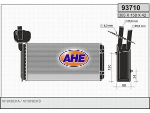AHE 93710 šilumokaitis, salono šildymas 
 Šildymas / vėdinimas -> Šilumokaitis
701819031A