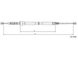 CABOR 10.7504 trosas, stovėjimo stabdys 
 Stabdžių sistema -> Valdymo svirtys/trosai
1J0609721E, 1J0609721H, 1J0609721E