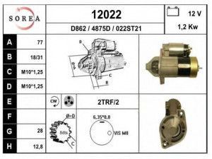 EAI 12022 starteris 
 Elektros įranga -> Starterio sistema -> Starteris
3610038090, M60082