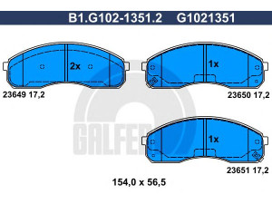 GALFER B1.G102-1351.2 stabdžių trinkelių rinkinys, diskinis stabdys 
 Techninės priežiūros dalys -> Papildomas remontas
0K56A-33-23Z, 0K58A-33-23Z, 0K75A-33-28Z