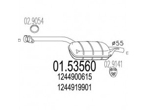 MTS 01.53560 vidurinis duslintuvas 
 Išmetimo sistema -> Duslintuvas
1244900615, 1244902221, 1244919901