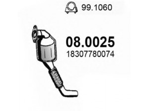 ASSO 08.0025 katalizatoriaus keitiklis 
 Išmetimo sistema -> Katalizatoriaus keitiklis
18307780074, 18307786245, 18307788006