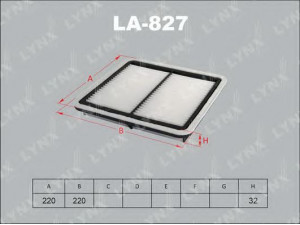 LYNXauto LA-827 oro filtras 
 Techninės priežiūros dalys -> Techninės priežiūros intervalai
AY120-FJ004, 16546-AA090, 16546-AA10A