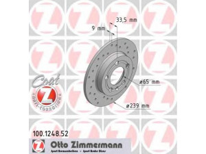 ZIMMERMANN 100.1248.52 stabdžių diskas 
 Stabdžių sistema -> Diskinis stabdys -> Stabdžių diskas
1J0 615 601 D