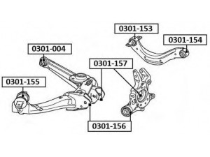 ASVA 0301-156 valdymo svirties/išilginių svirčių įvorė 
 Ašies montavimas/vairavimo mechanizmas/ratai -> Valdymo svirtis/pasukamosios svirties sujungimas -> Montavimas/sutvirtinimas
52210-SNA-A50, 52215-SNA-A50, 52215-SNA-A00