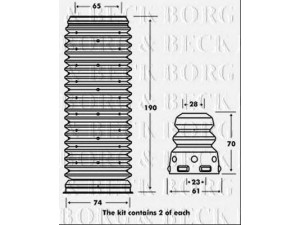 BORG & BECK BPK7073 apsauginio dangtelio komplektas, amortizatorius
1K0412303B, 1K0412303B