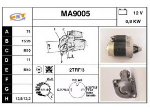 SNRA MA9005 starteris 
 Elektros įranga -> Starterio sistema -> Starteris
B63018400A, E30118400, F60118400