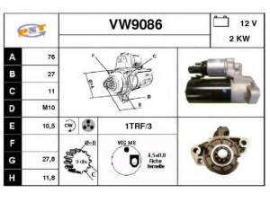 SNRA VW9086 starteris 
 Elektros įranga -> Starterio sistema -> Starteris
059911023S, 059911024J