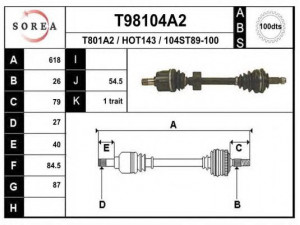 EAI T98104A2 kardaninis velenas