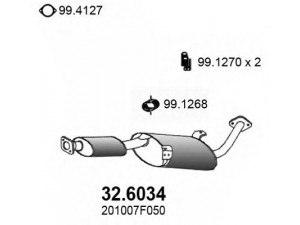 ASSO 32.6034 vidurinis duslintuvas 
 Išmetimo sistema -> Duslintuvas
1953186, 1960321, 201000F000, 201000F050