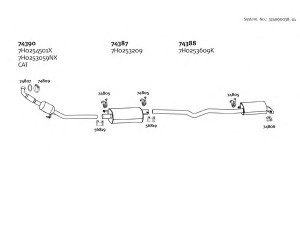 DINEX 374000038_01 išmetimo sistema 
 Išmetimo sistema -> Išmetimo sistema, visa