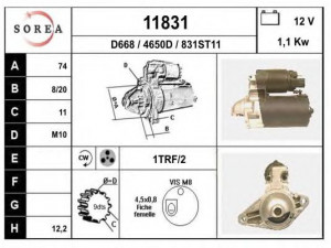 EAI 11831 starteris 
 Elektros įranga -> Starterio sistema -> Starteris
2810002040, 2810002080, 2810016160