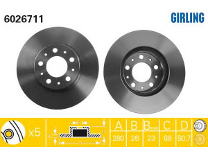 GIRLING 6026711 stabdžių diskas 
 Dviratė transporto priemonės -> Stabdžių sistema -> Stabdžių diskai / priedai
271788, 2717880, 2717882, 272312