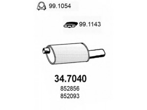 ASSO 34.7040 galinis duslintuvas 
 Išmetimo sistema -> Duslintuvas
852093, 852856, 90281776, 90399060