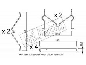 fri.tech. KIT.058 priedų komplektas, diskinių stabdžių trinkelės