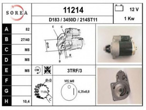 EAI 11214 starteris 
 Elektros įranga -> Starterio sistema -> Starteris
FMR8107013, 30180355, 4469986, 4469987
