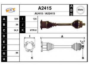 SNRA A2415 kardaninis velenas 
 Ratų pavara -> Kardaninis velenas
8E0407271BE, 8E0407271BK, 8E0407271T
