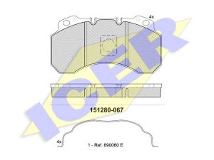 ICER 151280 stabdžių trinkelių rinkinys, diskinis stabdys 
 Techninės priežiūros dalys -> Papildomas remontas
5001 833 104, 5001 857 615, 6832 1585