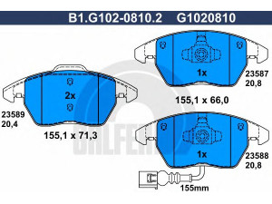 GALFER B1.G102-0810.2 stabdžių trinkelių rinkinys, diskinis stabdys 
 Techninės priežiūros dalys -> Papildomas remontas
8J0 698 151, 8J0 698 151 C