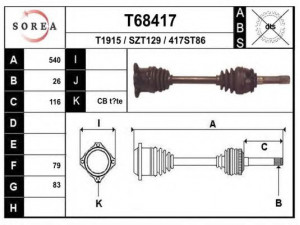 EAI T68417 kardaninis velenas 
 Ratų pavara -> Kardaninis velenas
44102-67D00