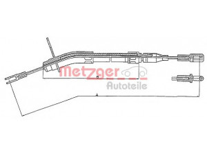 METZGER 10.935 trosas, stovėjimo stabdys 
 Stabdžių sistema -> Valdymo svirtys/trosai
115 420 2085, 115 420 2685, 115 420 2785