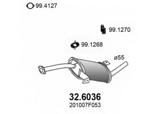 ASSO 32.6036 vidurinis duslintuvas 
 Išmetimo sistema -> Duslintuvas
201007F000, 201007F053